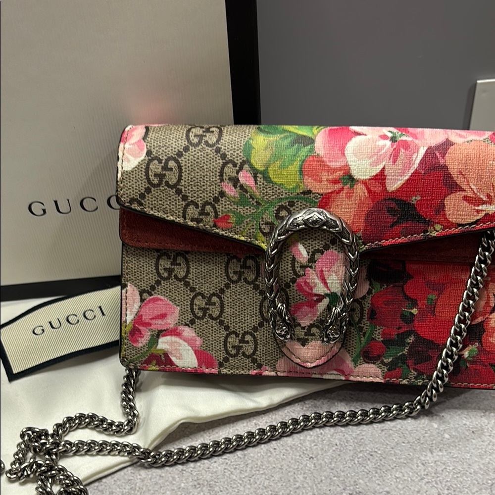 Gucci GG Supreme Monogram Mini Dionysus BLOOM Canvas/suede Shoulder/crossbody/ - Picture 3 of 13